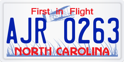 NC license plate AJR0263