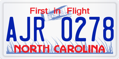 NC license plate AJR0278