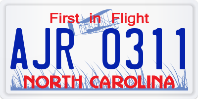 NC license plate AJR0311