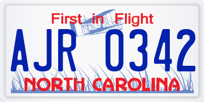 NC license plate AJR0342