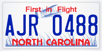 NC license plate AJR0488