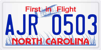NC license plate AJR0503