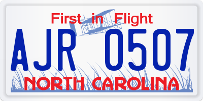 NC license plate AJR0507