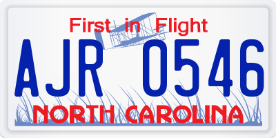 NC license plate AJR0546