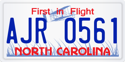 NC license plate AJR0561