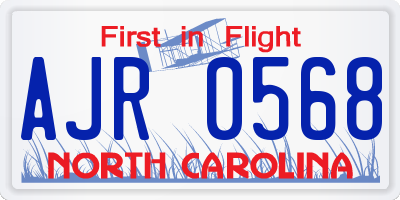 NC license plate AJR0568