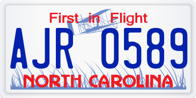 NC license plate AJR0589