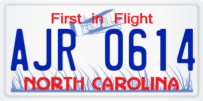 NC license plate AJR0614