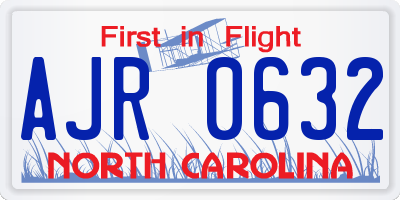 NC license plate AJR0632