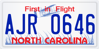 NC license plate AJR0646