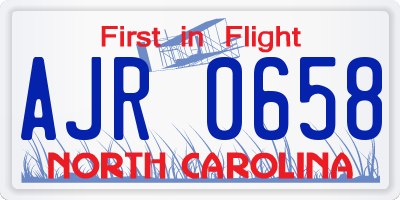 NC license plate AJR0658