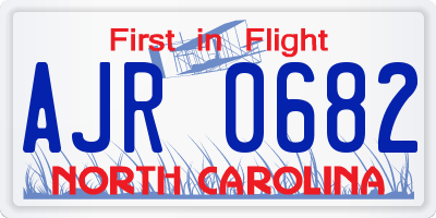 NC license plate AJR0682