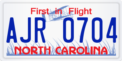 NC license plate AJR0704