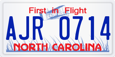 NC license plate AJR0714