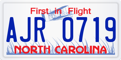 NC license plate AJR0719