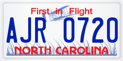 NC license plate AJR0720