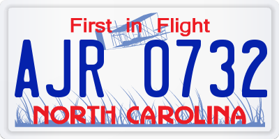 NC license plate AJR0732