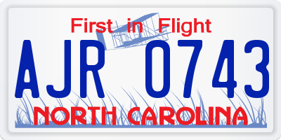 NC license plate AJR0743