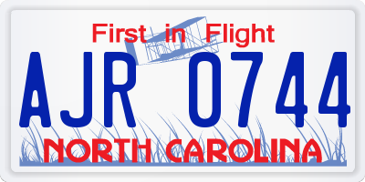NC license plate AJR0744