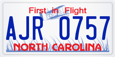 NC license plate AJR0757