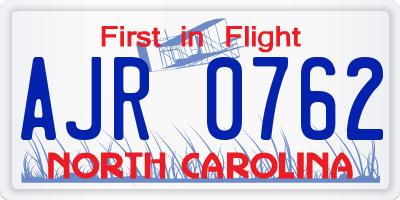 NC license plate AJR0762
