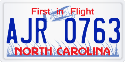 NC license plate AJR0763
