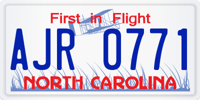 NC license plate AJR0771