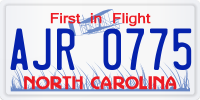 NC license plate AJR0775