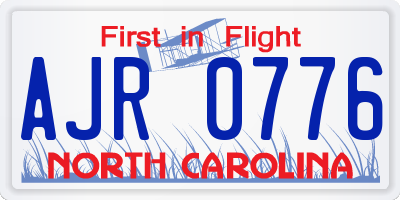 NC license plate AJR0776