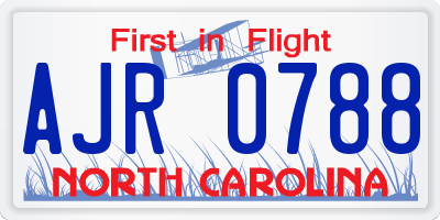 NC license plate AJR0788