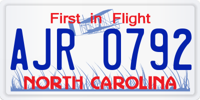NC license plate AJR0792