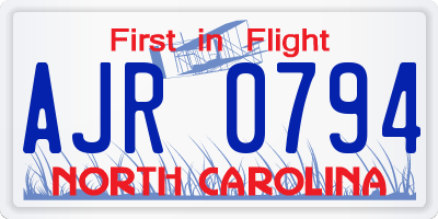 NC license plate AJR0794