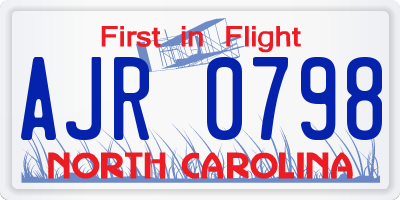 NC license plate AJR0798