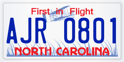 NC license plate AJR0801