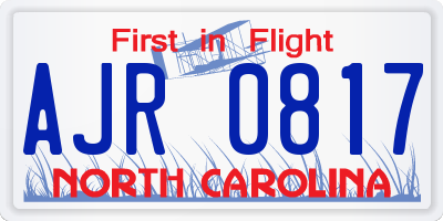 NC license plate AJR0817
