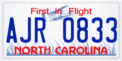 NC license plate AJR0833