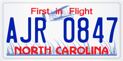 NC license plate AJR0847