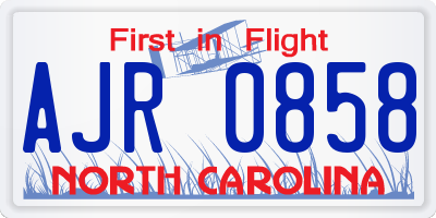 NC license plate AJR0858