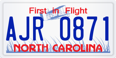 NC license plate AJR0871
