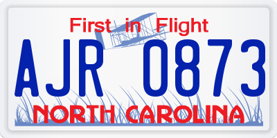 NC license plate AJR0873