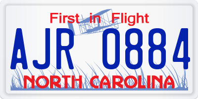 NC license plate AJR0884