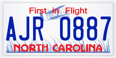 NC license plate AJR0887