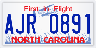 NC license plate AJR0891