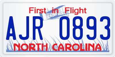 NC license plate AJR0893