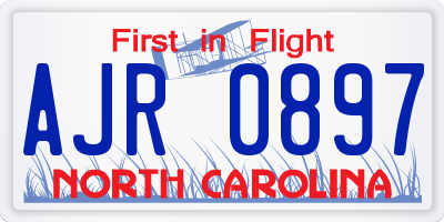NC license plate AJR0897