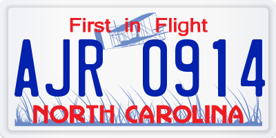 NC license plate AJR0914