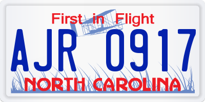 NC license plate AJR0917