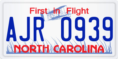 NC license plate AJR0939