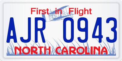NC license plate AJR0943