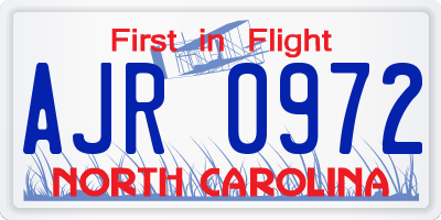 NC license plate AJR0972